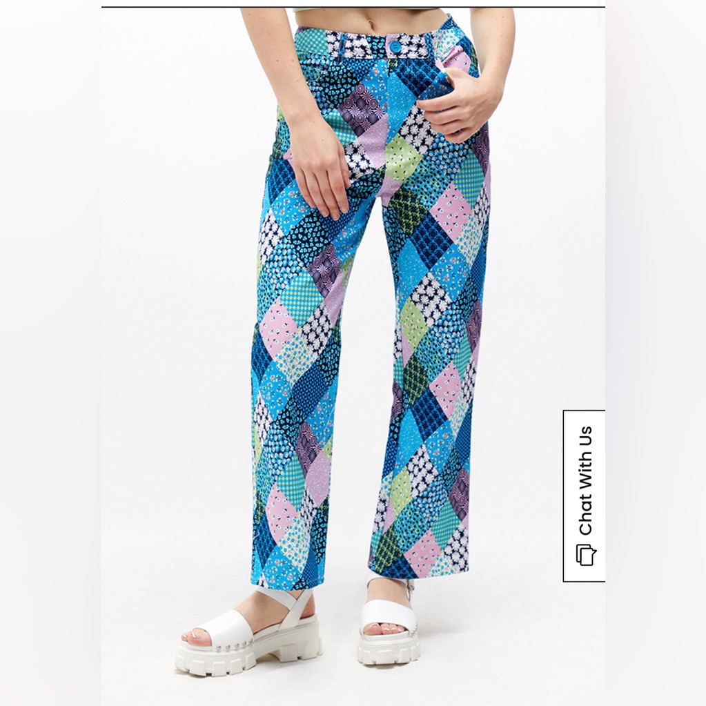 Another Girl By Pacsun Patchwork Pants In Blue In Size 6